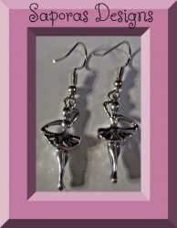 Silver Tone Dangle Ballerina Design Earrings