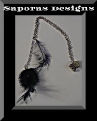 Handmade Black Feather Hair Clip With Silver Tone Chain Native Ethnic Tribal 