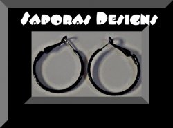 Black Hoop Design Earrings Biker Chic Gothic Punk Rock Style