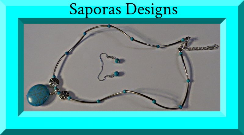 Image 0 of Tibetan Silver & Turquoise Necklace & Earring Jewelry Set Native Ethnic Tribal