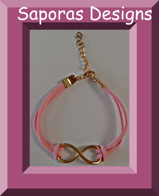 Image 0 of Handmade Pink Leather Infinity Design Bracelet
