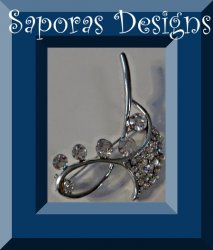 Silver Tone Flower Design Brooch With Clear Crystals