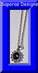 Silver Tone Necklace With Blue & Clear Crystals