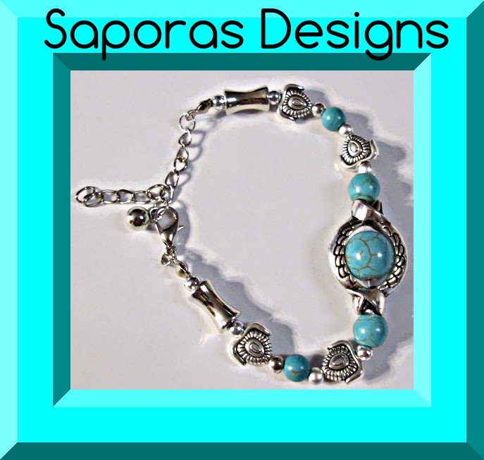 Image 0 of Tibetan Silver & Turquoise Turtle Design Bracelet Native Ethnic Tribal Style