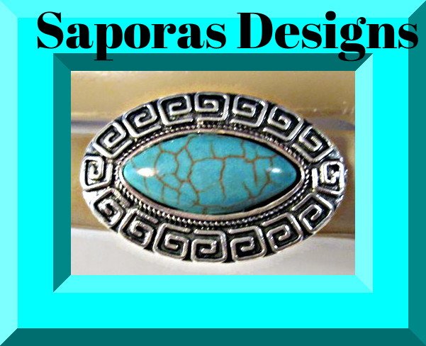 Image 0 of Tibetan Silver & Turquoise Size 6 Ring Native Ethnic Tribal Bohemian Style