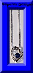 18KRP Heart Design Necklace With Blue & Clear Crystals