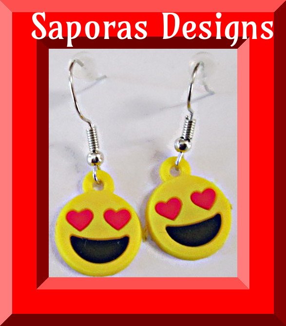 Image 0 of Dangle Emoji Giggle Face With Red Heart Eyes Design 