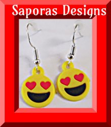 Dangle Emoji Giggle Face With Red Heart Eyes Design 