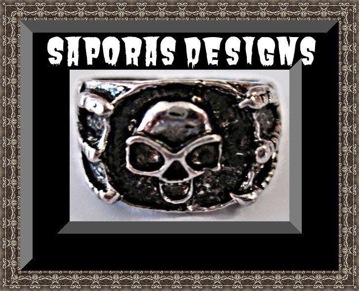 Image 0 of Size 7 Skull Design Ring Silver Tone Biker Gothic Punk Rock Unisex