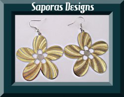 Gold & Silver In Color Dangle Flower Design Earrings