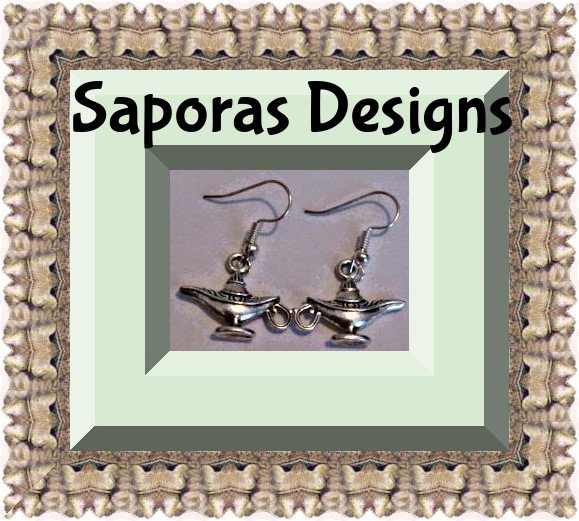 Image 0 of Tibetan Silver Dangle Genie In A Bottle Aladdin Design Earrings