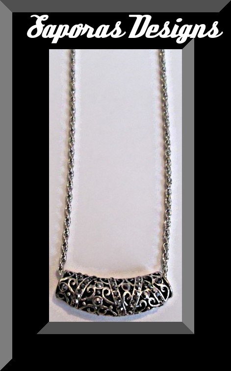 Image 0 of Tibetan Silver Vintage Necklace With Black Rhinestones