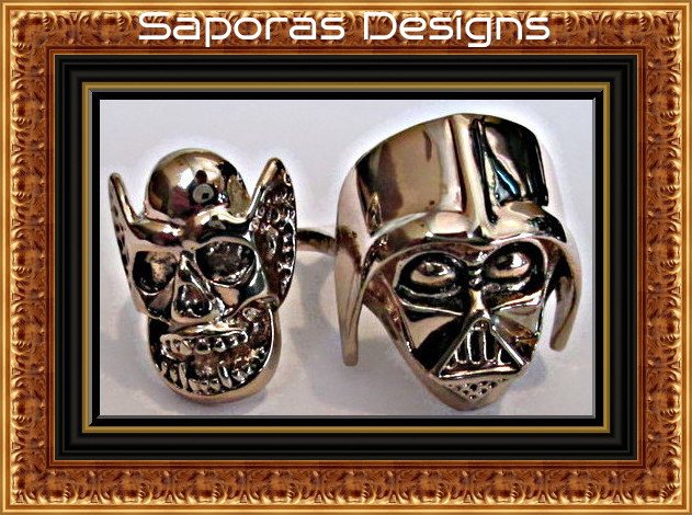 Image 0 of Gold Tone Double Finger Ring Size 6 & 8 Star Wars Designs