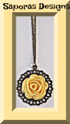 Antique Yellow Flower Design Sweater Necklace