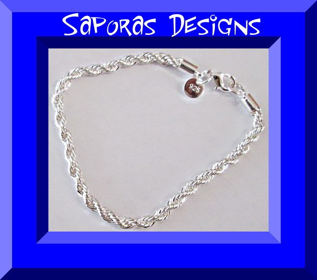 Image 0 of 925 Sterling Silver Rope Design Chain Bracelet Unisex