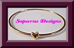 Gold Tone Bangle Heart Design Bracelet