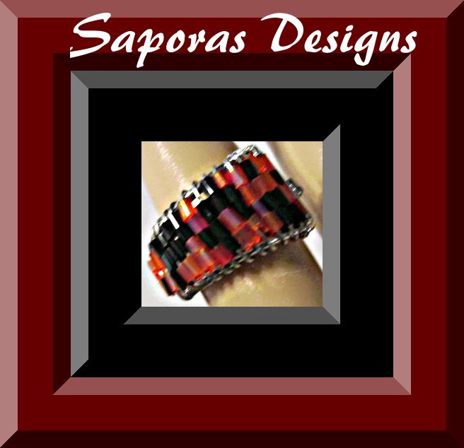 Image 0 of Size 7 Handmade Beaded Ring Silver Tone Finish Native Ethnic Tribal
