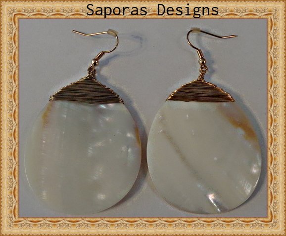 Image 0 of Real Sea Shell Dangle Earrings Handmade Handwoven