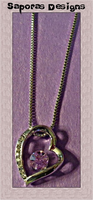 Image 0 of 18KRP Heart Design Necklace With Purple & Clear Crystals