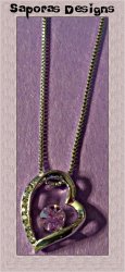 18KRP Heart Design Necklace With Purple & Clear Crystals