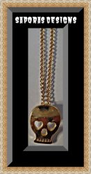 Gold Tone Skull Design Necklace Biker Gothic Punk Rock Style Unisex