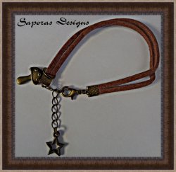 Handmade Brown Leather Mushroom Bracelet