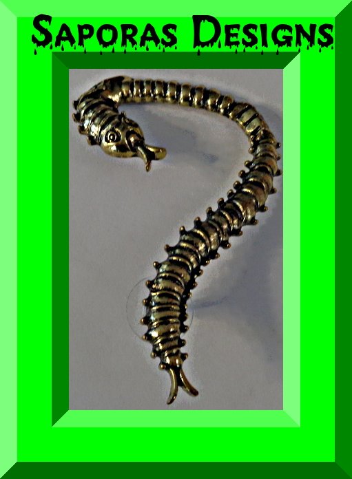 Image 0 of Antique Bronze In Color Centipede Design Ear Cuff Earring Unisex Punk Rock Biker