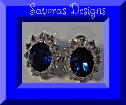 Blue & Clear Crystal Stud Earrings With Silver Tone Finish