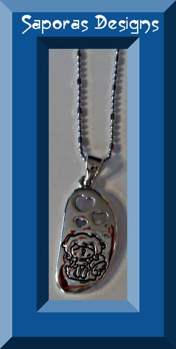 Image 0 of Little Boy Angel With Hearts Design Necklace 18KRP
