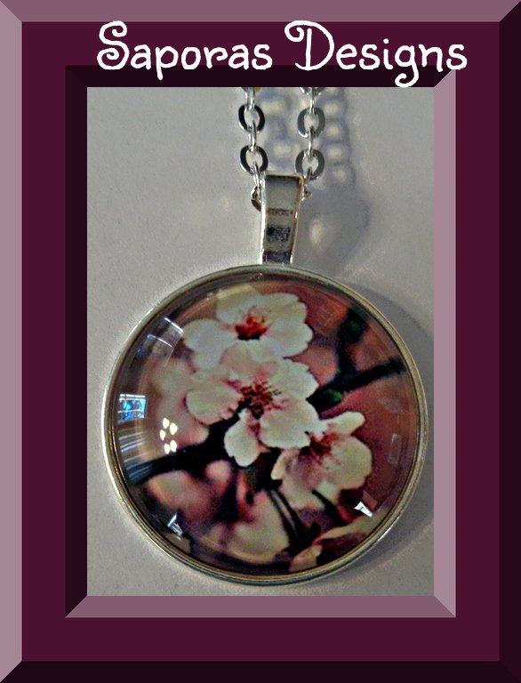 Image 0 of Silver Tone Pink Flower / Floral Design Necklace