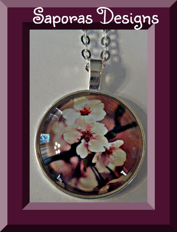 Image 0 of Silver Tone Pink Flower / Floral Design Necklace