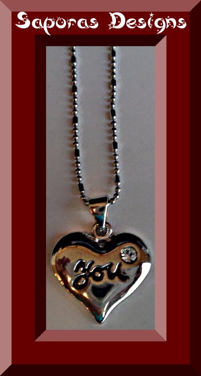 Image 0 of 18KRP Heart You Necklace With Clear Crystal