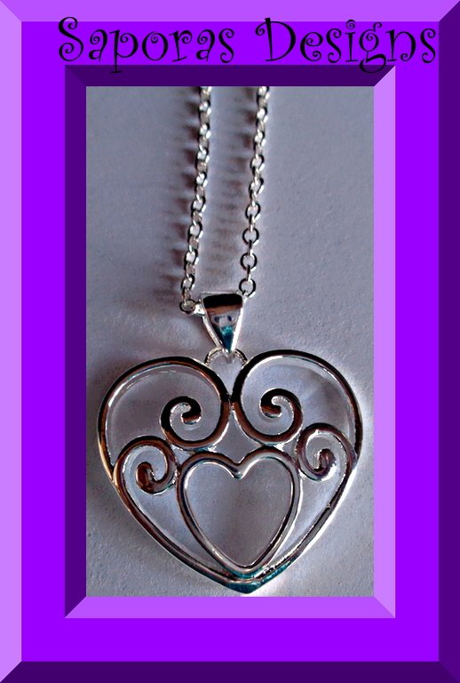 Image 0 of 925 Sterling Silver Heart Design Necklace