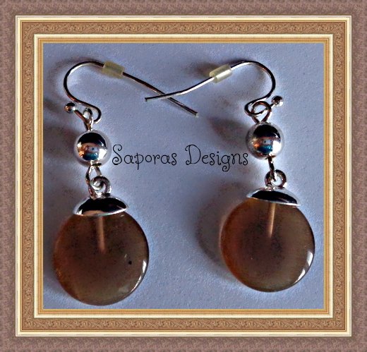 Image 0 of Silver Tone Dangle Earrings With Brown & Silver Tone Beads