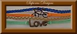 Colorful Multi-Layered Leather Bracelet With Braids Love & Bicycle Charm