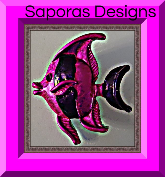 Image 0 of Purple Fish Design Brooch With Black Crystal Eyes!