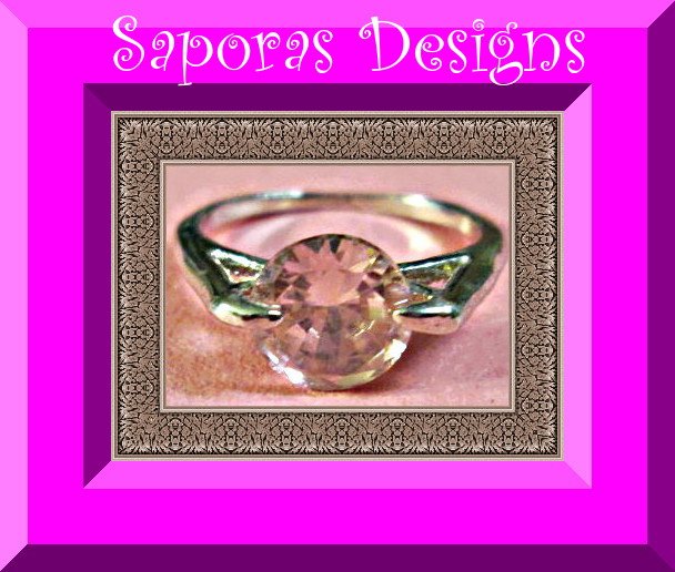 Image 0 of Size 6 Silver Tone Ring With Pink Crystal