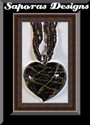 Brown Multi-Layered Beaded Heart Design Necklace