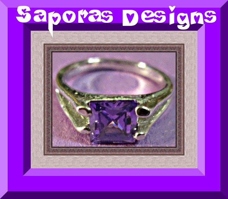 Image 0 of Size 5.5 Silver Tone Ring With Purple Crystal