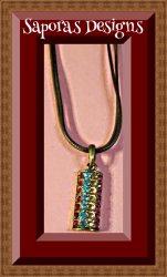 Antique Design Necklace With Colorful Rhinestones & Brown Leather Chain