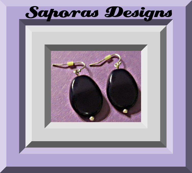 Image 0 of Dark Purple Beaded Dangle Earrings With Silver Tone Finish Simple Style