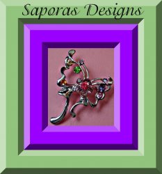 Silver Tone Butterfly Design Vintage Brooch With Colorful Crystals