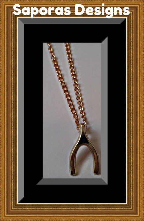 Image 0 of Gold Tone Wish Bone Design Necklace Good Luck Style Unisex