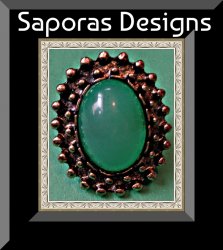 Size 5 Antique Design Ring With Green Bead Adjustable To Fit Most Fingers