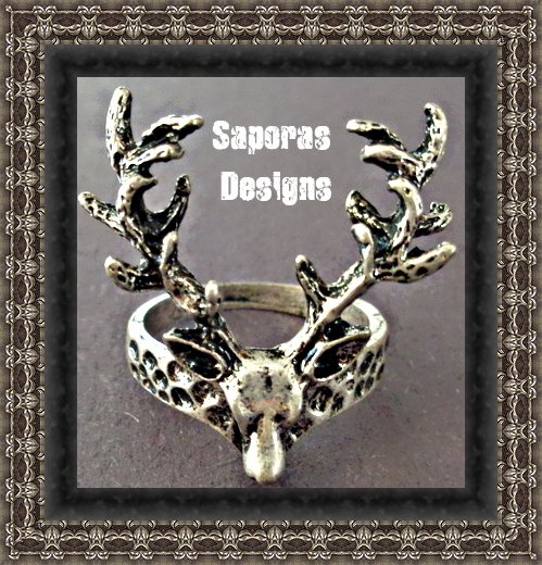 Image 0 of Size 6.5 Vintage Deer With Antlers Design Ring Unisex