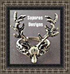 Size 6.5 Vintage Deer With Antlers Design Ring Unisex