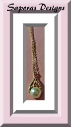 Gold Tone Necklace With White Faux Pearl