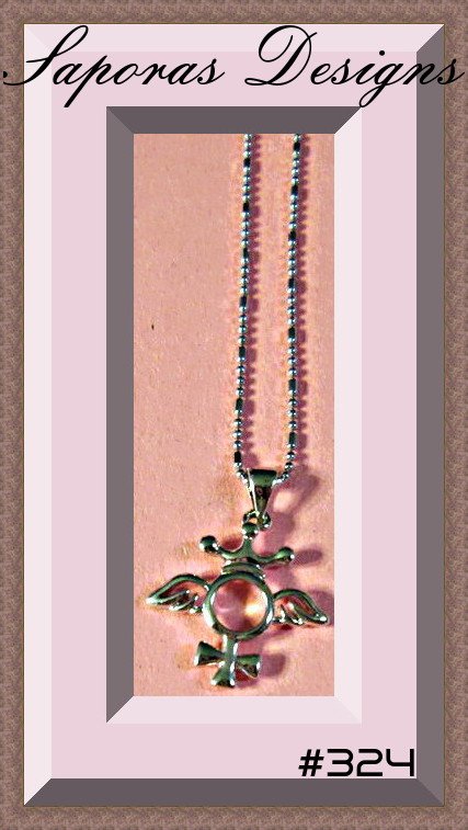 Image 0 of 18KRP Necklace With Angel Wings Cross & Crown Designs