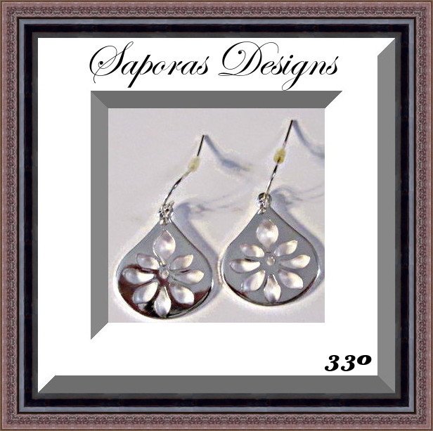 Image 0 of Silver Tone Dangle Native Flower Design Earrings Tribal Ethnic Bohemian Style