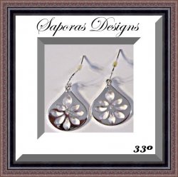 Silver Tone Dangle Native Flower Design Earrings Tribal Ethnic Bohemian Style